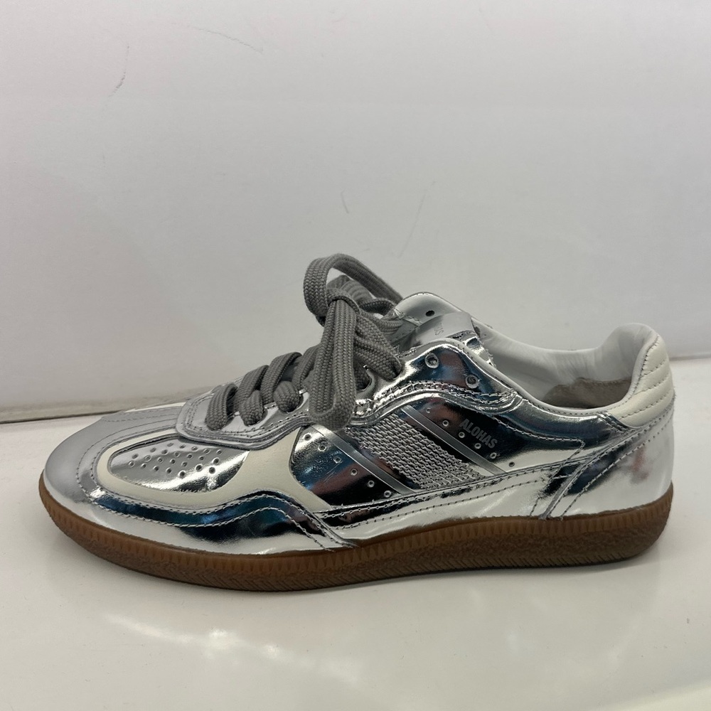 NWOT Alohas tb. 490 Leather Sneakers Rife Shimmer Silver Cream - Picture 6 of 7